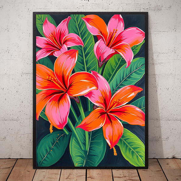 Pink Hibiscus Flowers Wall Art