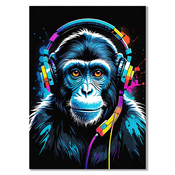 Monkey Gamer Wearing Headphones Wall Decor