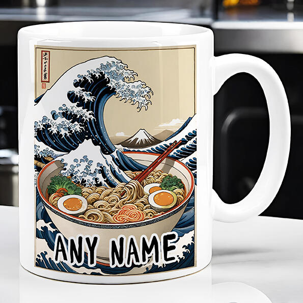 Japanese Wave Ramen Personalised Name Mug